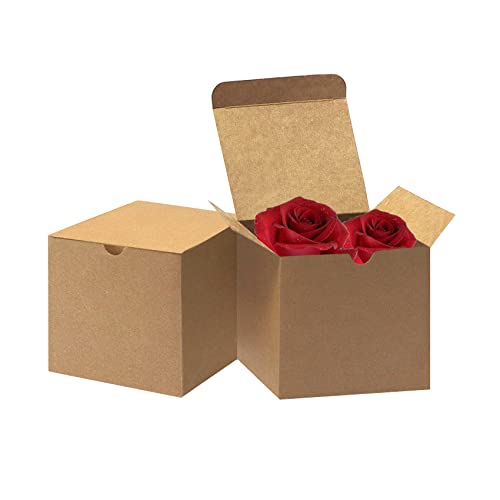 Bonfasvo Gift Boxes 30 Pack 4x4x4 inches Brown Fold Kraft Paper Boxes Bridesmaids Proposal Box Cupcake Boxes Easy Assemble Boxes with Lids for Wedding Birthday Party Christmas - color: 4x4x4 Inch (Brown)-30 Pack