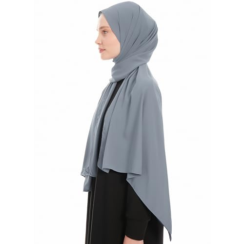 Premium Hijab Scarf for Women - Heavy Chiffon Hijab Muslim Headscarf Shawl - Soft Chiffon Scarf Muslim Headscarf Shawl - color: Dark Grey