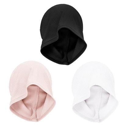 PURFUN 3 Pcs Muslim Inner Hijab Caps Women Solid Color Under Hijab Caps Stretchy Breathable Full Cover Undercap Tube Bonnet - color: Black+white+beige