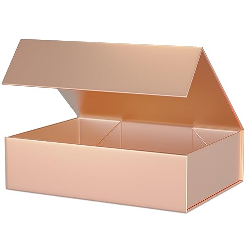 1 Pack Gift Box 11.9" x 8.5" x 3.3",Magnetic Closure Gift Boxe for Presents - color: Rose Gold