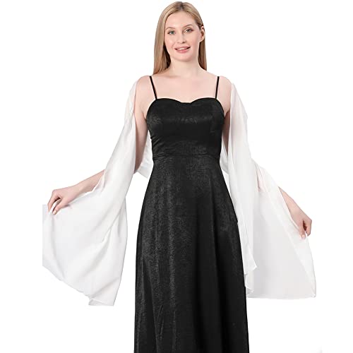 Ladiery Chiffon Shawl Wraps for Women Evening Dresses, Elegant Soft Sheer Shawls for formal dressy Bride Wedding - color: White(1)
