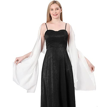 Ladiery Chiffon Shawl Wraps for Women Evening Dresses, Elegant Soft Sheer Shawls for formal dressy Bride Wedding - color: White(1)