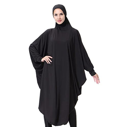 khalat Women's One-Piece Muslim Abaya Dress Large Overhead Prayer Ramadan Long Hijab Dress - color: Black, size: X-Large
