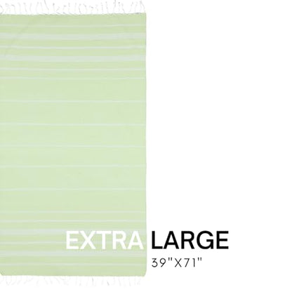 BAY LAUREL Turkish Beach Towel with Travel Bag 39 x 71 Quick Dry Sand Free Lightweight Large Oversized Towels Light - color: Pistachio Green With Floral Bag