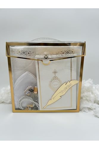 Quran Gift Set Cream Boxed Islamic Gift for Men, Eid, Ramadan, Hajj, Umrah, Wedding - Cream