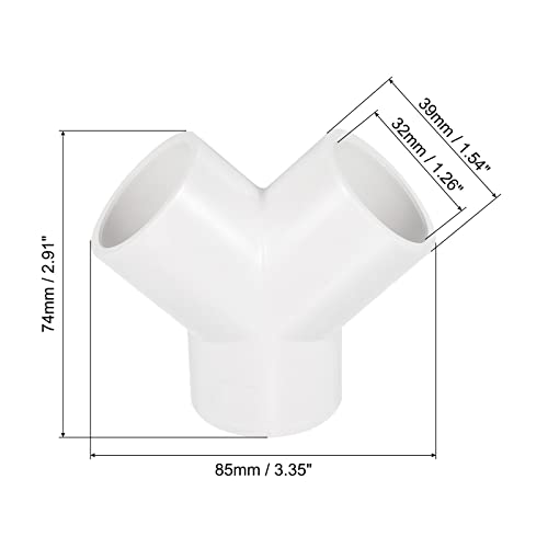 PATIKIL 32mm PVC Pipe Fittings, 1 Pack 3 Way Y Shape Water Tubing Joint Connectors Adapters Union for Garden Irrigation Home Aquarium - size: 32mm
