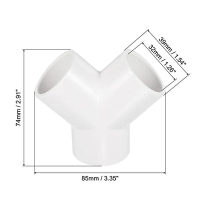 PATIKIL 32mm PVC Pipe Fittings, 1 Pack 3 Way Y Shape Water Tubing Joint Connectors Adapters Union for Garden Irrigation Home Aquarium - size: 32mm
