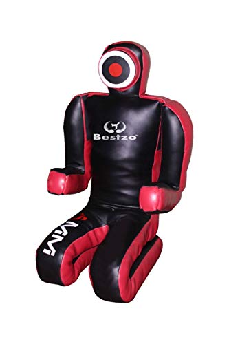 Bestzo MMA Grappling Dummy for Judo Karate Jiu Jitsu Martial Arts Brazilian Wrestling Punching Bag,Throwing,Boxing Dummy Black - Unfilled - color: Synthetic Leather Red/Black, size: 70 inches (6 ft)