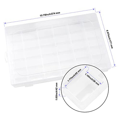 6 Pack 36 Grids Plastic Bead Organizer Box with Dividers and 600 PCS Label Stickers, Clear Small Tackle Box Part for Craft and Bead Storage