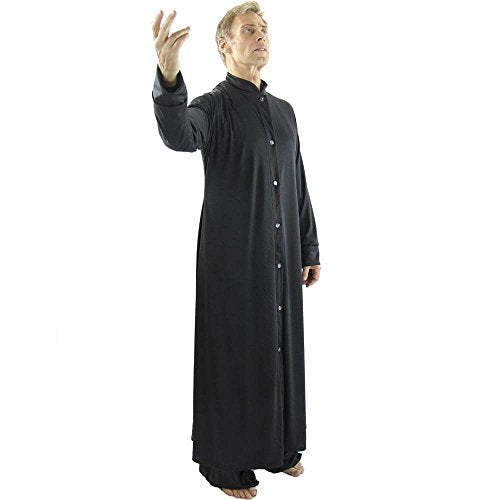 Danzcue Mens Praise Worship Dance Robe with Stand-up Collar - color: Black, size: Small-Medium