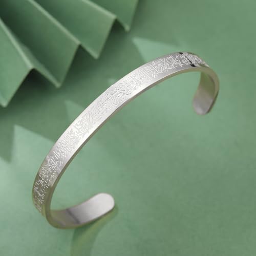 VASSAGO Islamic Gifts Ayatul Kursi Bracelet for Women Men Muslim Quran Allah Openable Bangles Ayatul Kursi Arabic Calligraphy Cuff Bracelet Islam Islamic Jewelry Eid Gifts - color: silver ayatul kursi bracelet