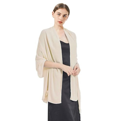 Chiffon Shawls and Wraps - Lightweight Scarve for Women Evening Dresses Wedding Bridal Formal Party - color: F1-pale Champagne