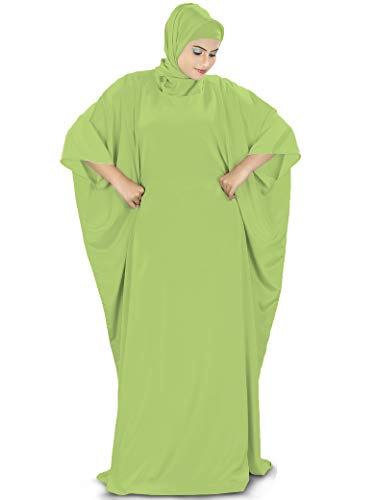 MyBatua Women's Kaftan, Free Size Abaya, Dubai Islamic Dress, Muslim Maxi KF-001 - color: Parrot Green