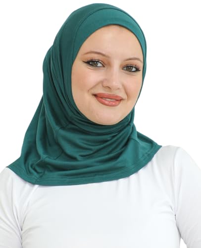 Prien Sport Instant Hijab For Women, Muslim Cotton Turban, Soft Head Scarf, Ready To Wear Hijabs Prayer Clothes, Islamic Wear - color: Emerald