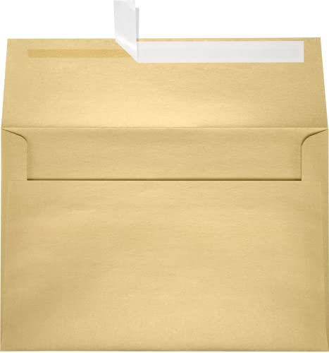 LUXPaper A10 Invitation Envelopes | Peel & Press | 6" x 9 1/2" | Blonde Metallic | 80lb. Text | 50 Qty - color: 80lb. Blonde Metallic