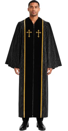 MyGradDay Unisex Deluxe Clergy Robe，clergy church gown - color: Black(black)-b, size: 60''(6'3''-6'5'')