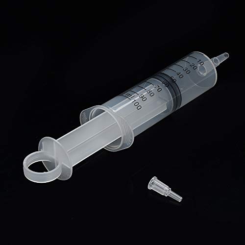5 Pack 100ml Syringes with Tip Adapters, Large Garden Syringe for Scientific Labs, Nutrient Measuring, Watering, Refilling - size: 100 ml