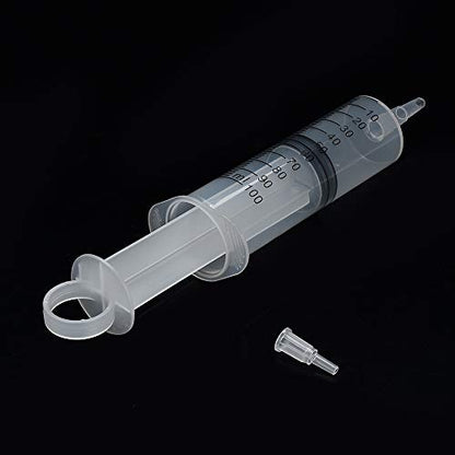 5 Pack 100ml Syringes with Tip Adapters, Large Garden Syringe for Scientific Labs, Nutrient Measuring, Watering, Refilling - size: 100 ml