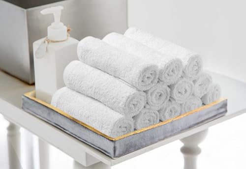 Avalon Towels Salon Towel - White Hand Towels Bulk Pack of 24 - 100% Cotton Absorbent Spa, Facial & Gym Towel for Working Out - 16x27 Inches (Not Bleach Proof) - color: White