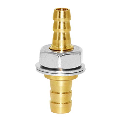 Joywayus 5/16" to 3/8" Reducer Hose Barb Thru-Bulk Head Union Brass Fitting | With Flat Washer Gasket, For Water/Fuel/Air, Hose Connection, Leak-Proof Barb Connector - size: 5/16"×3/8", style: 1PCS