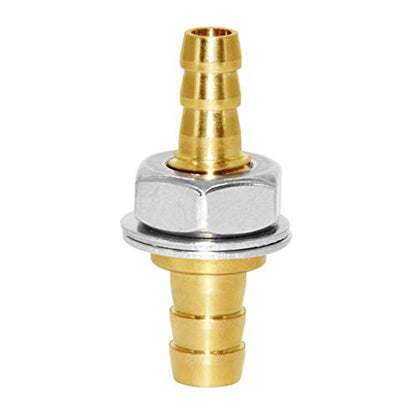 Joywayus 5/16" to 3/8" Reducer Hose Barb Thru-Bulk Head Union Brass Fitting | With Flat Washer Gasket, For Water/Fuel/Air, Hose Connection, Leak-Proof Barb Connector - size: 5/16"×3/8", style: 1PCS