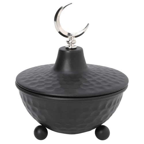Round Metal Decor Jar with Moon Finial Ramadan Trays with Lid Vintage Sugar Bowl Turkish Decorative Candy Jar for Party Home Kitchen Decor (Silver) - color: Silver Moon