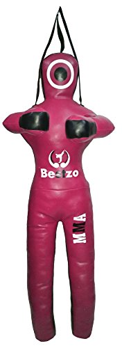 Bestzo MMA Jiu Jitsu Judo Punching Bag Grappling Dummy Purple/Pink Hands on Front Synthetic Leather- 48 inches-Unfilled