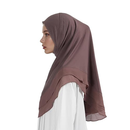 Hijab for Women Muslim Patterned Headscarf Arabian Headscarf Islamic Khimar Prayer Cloth Hijab Scarf for Women - color: Brown