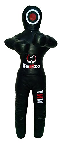 Bestzo MMA Grappling Dummy,Brazilian Jiu Jitsu Dummy,Wrestling Grappling BJJ Dummy, Judo Punching Bag, Throwing Dummy for Karate,Boxing Training Black-Unfilled - color: Synthetic Leather Black, size: 70 inches (6 ft)