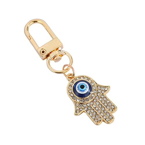 Hamsa Hand Keychain Evil Eye Keychain Car Keyring Kabbalah Good Luck Protection Walls Handbags Ornament Jewelry - color: Gold Eye