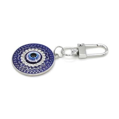 Evil Eye Keychain Hamsa Hand keychain Protection Charm for Men Women Car Key Ring Bag Purse Accessories - color: Silver Blue Eye