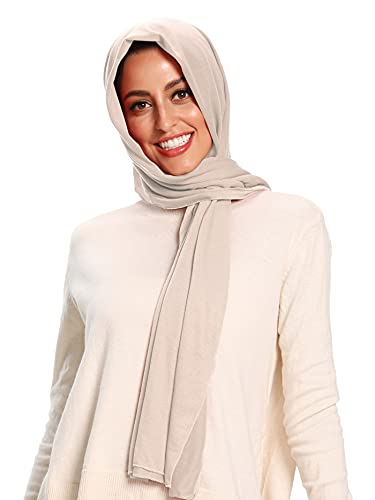 Jersey Hijab Scarfs for Women Head Scarf Muslim Head Wraps - color: Beige