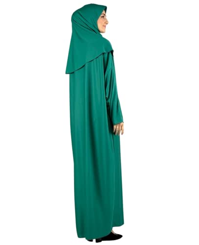 Women Prayer Clothes with Hijab Muslim Outfits Long Robe Abaya Turkish Islamic Dresses Dubai Kaftan with Rosary - color: Green