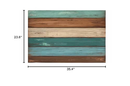 Brown Wood Grain Bathroom Runner Rug Bathmat Soft Bath Shower Bathtub Kitchen Door Mat,Rural Ombre Teal Worn Wooden Stripes Washable Floor Doormat Area Carpet for Bedroom Laundry Room Hallway,24"x36" - size: 24"W x36"L