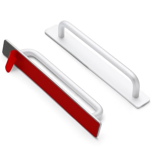Ravinte Adhesive Cabinet Handles Stick on Pulls, Brushed Nickel 2 Pack | 8.35 In Length Self Stick Design, No Drilling, Push Pull Helper, For Cupboards, Windows, Sliding Closet Doors - color: Brushed Nickel, size: 8.35 in Length