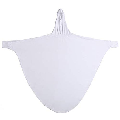 Muslim Abaya Dress for Women Highly Stretchy Batwing Hooded Prayer Hijab - color: White, size: Large