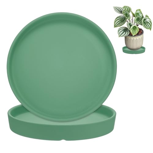 M METERXITY 2-Pack Plant Saucers, 6.3 Inch ID Anti-Rot Root Ceramic Flower Pot Plant Saucers for Indoor/Outdoor, Round Flowerpot Drip Tray [6.9 Inch OD, Green] - color: Green, size: 6.3 Inch