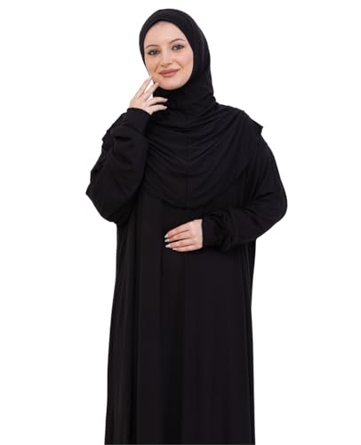 Prien Prayer Dress For Women, Cotton Muslim Abaya, Soft Hijab, Elegant Turkish Islamic Wear For Eid, Ramadan, Umrah, Hajj - color: Black