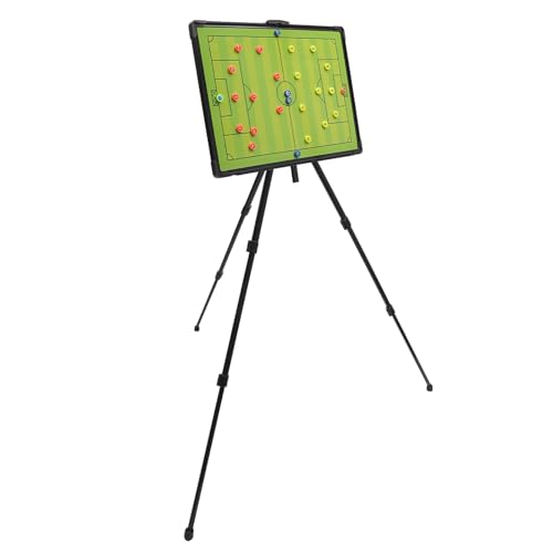 Magnetic Soccer Coaching Football Tactical Board, Portable Tactical Display Board with Triangle Bracket Stand, Player Markers, Backpack, for Instruction of Soccer Training/Match Setup Tactics