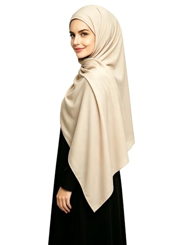 Lina & Lily Non-see-through Premium Jersey Maxi Hijab Head Scarf Wrap for Muslim Women - color: Beige