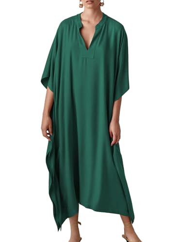 Bsubseach Women Kaftan Dresses Caftan Maxi Dress Swimsuit Cover Up Moomoo - color: B-peacock Green