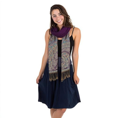 TUSHUSTY Pashmina Feel Shawls Wraps Rave Scarf for Women Soft Silky Reversible Men Scarves Hijab - color: Purple 2
