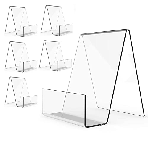 Boloyo Acrylic Book Stand with Ledge,6PC 4 Inch Clear Acrylic Display Easel Transparent Display Stand Holder Tablet Holder for Displaying Books,Magazine,Plate,Pictures,Artworks, CDs - size: 4 inch(6PC)