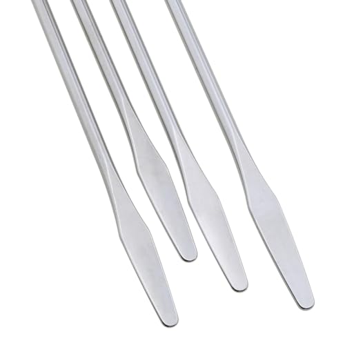 Heyous 4PCS 150mm/5.9inch Laboratory Miniature Dual Head Spatula Semi Miniature Spatula Tapered Arrow Flat Head Silver Stainless Steel Miniature Dual Head Spatula Suitable for Science Lab and Craft