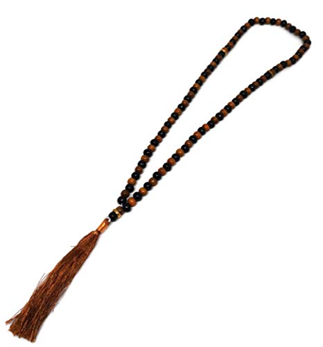 Muslim Tasbih 99 Beads Islam Misbaha AMN-199 Prayer dhikr Rosary with Decorated Tassels Eid Ramadan Religious Gift (Brown/Black) - color: Brown/Black