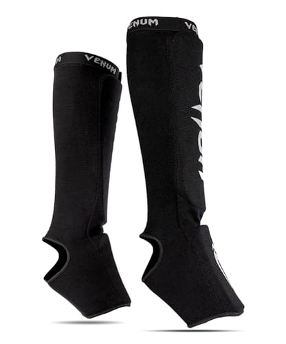 Venum Kontact Shin Guards - color: Black/Silver, size: Medium