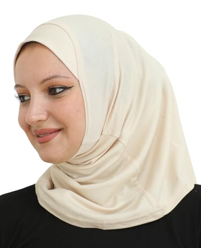 Prien Sport Instant Hijab For Women, Muslim Cotton Turban, Soft Head Scarf, Ready To Wear Hijabs Prayer Clothes, Islamic Wear - color: Beige