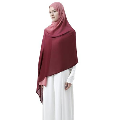 Women Scarf and Shawls, Soft Modal Jersey Scarves, Gradient Long Wrap for Spring Summer and Autumn - color: Purple Rose & Pink
