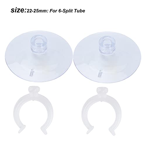 SUNGOOYUE Aquarium Hose Clamp Plastic Suction Cup Air Line Tube Holder for 12 to 16mm Transparent Pipe, 2 Cups 2 Clips, High Temperature Fixture for Fish Tank Tube Routing (Can clamp 22-25mm) - size: Can clamp 22-25mm