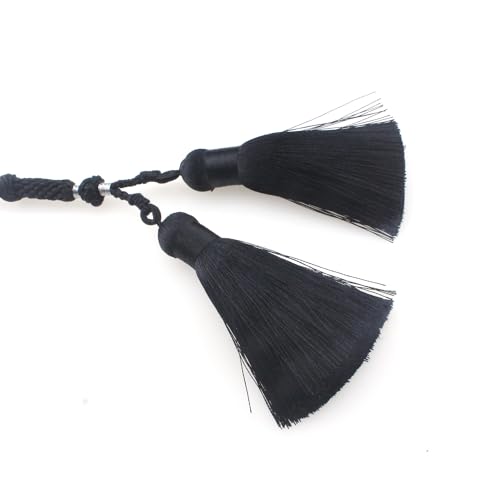 Muslims Islamic Dhikr Tasbeeh Tasbih Prayer Beads, 33 Black agate Stone Beads with Tassel